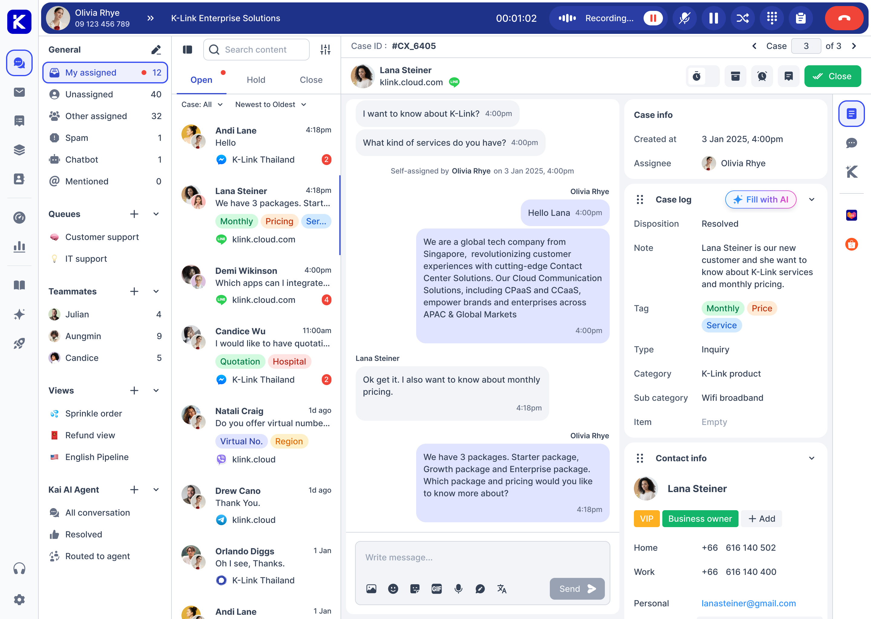 K-Link dashboard preview